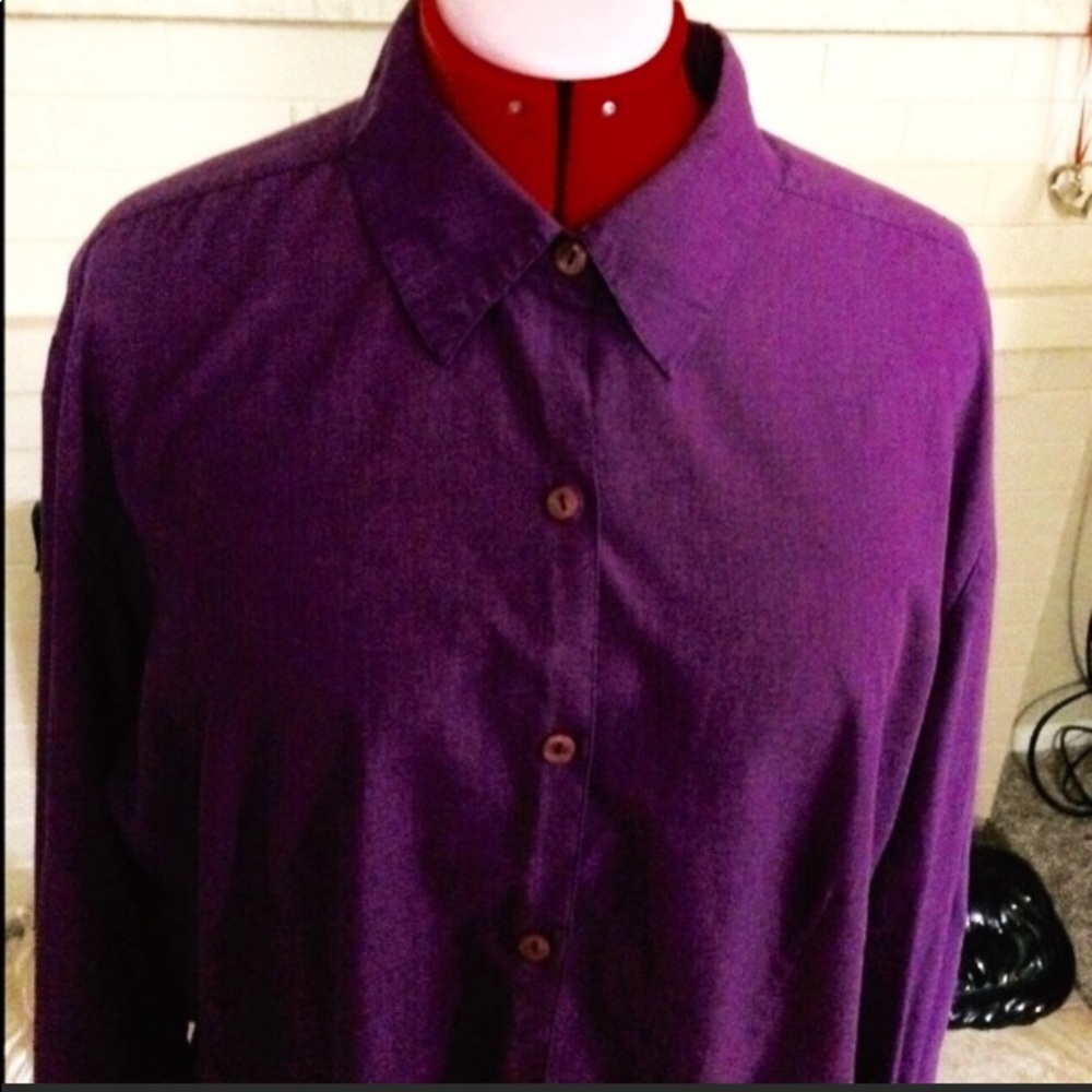 Maggie McNaughton Purple Button Down Top.